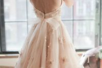 10 strapless blush floral applique dress with a bow