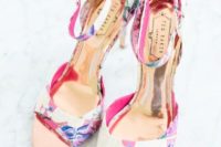 12 pink floral heels with straps for a colorful touch