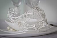 15 ethereal white bridal mask decorated with rhinestones