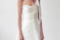 15 shiny textured wedidng dress with a shoulder bow