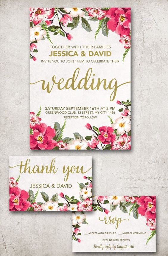 cute and bold watercolor wedding stationary with calligraphy