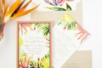 16 monstera flower print wedding stationary