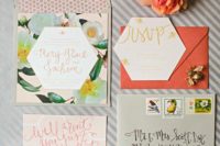 17 colorful wedding invitation suite with realistic flowers