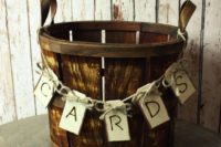 17 rustic basket wedding card holder with a banner