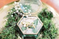 19 a vintage glass wedding box with leaves, berries and flowers