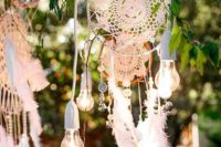 19 crochet lace dream catchers with feathers and bulbs for summer boho decor