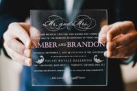 19 elegant wedding invitations on clear acrylc