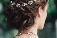 19 softly swept wedding hair with a delicate crystal hair vine