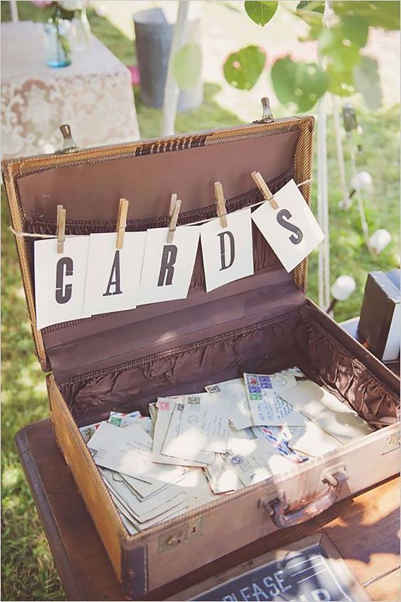 an old suitcase is an easy and fast solution that will fit not only a rustic but also a vintage wedding