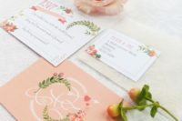 22 flower and citrus wedding stationary in peachy shades