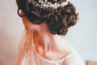 23 braided updo with a blush and gold bead hair vine