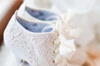 24 unique vintage lace booties with ribbon instead of ties