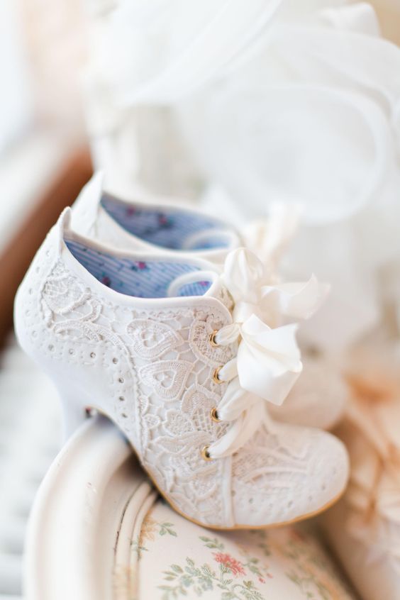 unique vintage lace booties with ribbon instead of ties