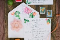 27 citrus and flower wedding stationary for a bold summer wedding