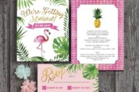 28 bright and beautiful tropical themed flamingo wedding stationery