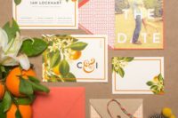28 orange grove inspired bold wedding stationary set