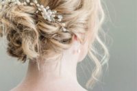 29 pearl and bling bridal hair vine on a messy updo