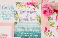 32 colorful tropical flowers and greenery prints for the wedding stationary