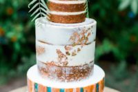 33 naked, semi-naked and watercolor wedding cake with florals