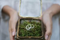 34 metal and enamel wedding box with moss inside