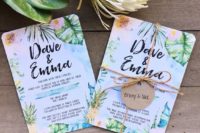 34 watercolor wedding stationary with rope and tags