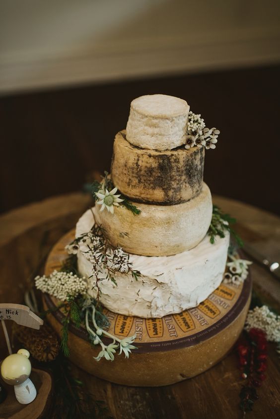 Australian cheese wheels and natural flowers