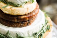 French-inspired cheese tower with herbs and veggies