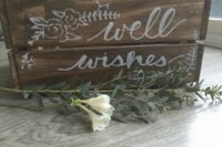 DIY rustic wedding card box with white paint