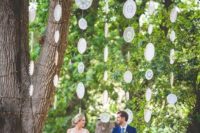 02 vertical doily garlands as a wedding backdrop