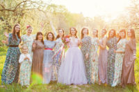 03 The bridesmaids were wearing mismatching floral maxi dresses