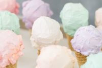 03 pastel ice cream cones serves on a board