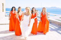 04 The bridesmaids were rocking bold orange maxi gowns