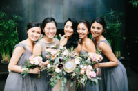 05 The bridesmaids were wearing mismatched charcoal dresses