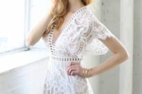 06 white and nude lace romper with sleeves and cutout details