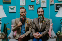 08 The couple decorated their beards with colorful buttons for some shots