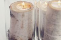 08 small birch branch cuts as candle holders in glasses for safety