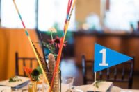 09 colorful arrows and feathers for wedding table decor