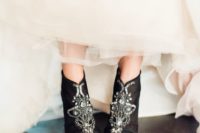 10 black peep toe wedding booties with whimsy beading