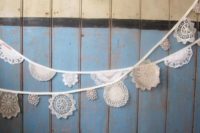 10 vintage crocheted doilies for a garland