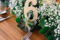 11 Succulents were used to hold table numbers