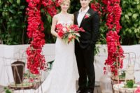 11 hot red floral wedding arch is a great choice to embrace the season