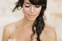 21 a messy fishtail braid with a fringe and no accessories