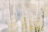 22 birch bark paper straws for cocktails at a rustic wedding