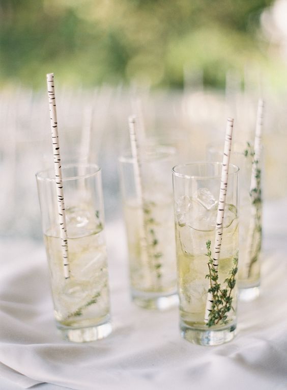 birch bark paper straws for cocktails at a rustic wedding
