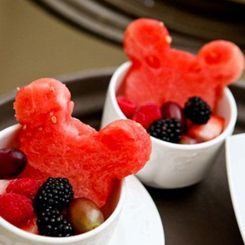 delight your guests with Mickey shaped watermelons and berries