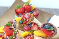 26 fresh fruit and berries in ice cream cones