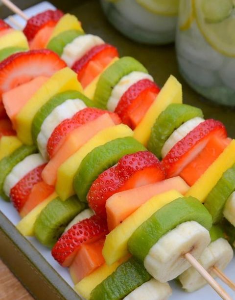 fresh fruit skewers are yummy and juicy