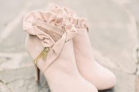 29 blush suede ruffled booties