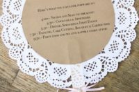 31 a doily wedding program fan can be easily DIYed