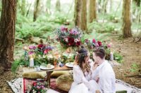 01 This boho chic wedding shoot took place in the woodlands and on the beach, and the couple is a real one